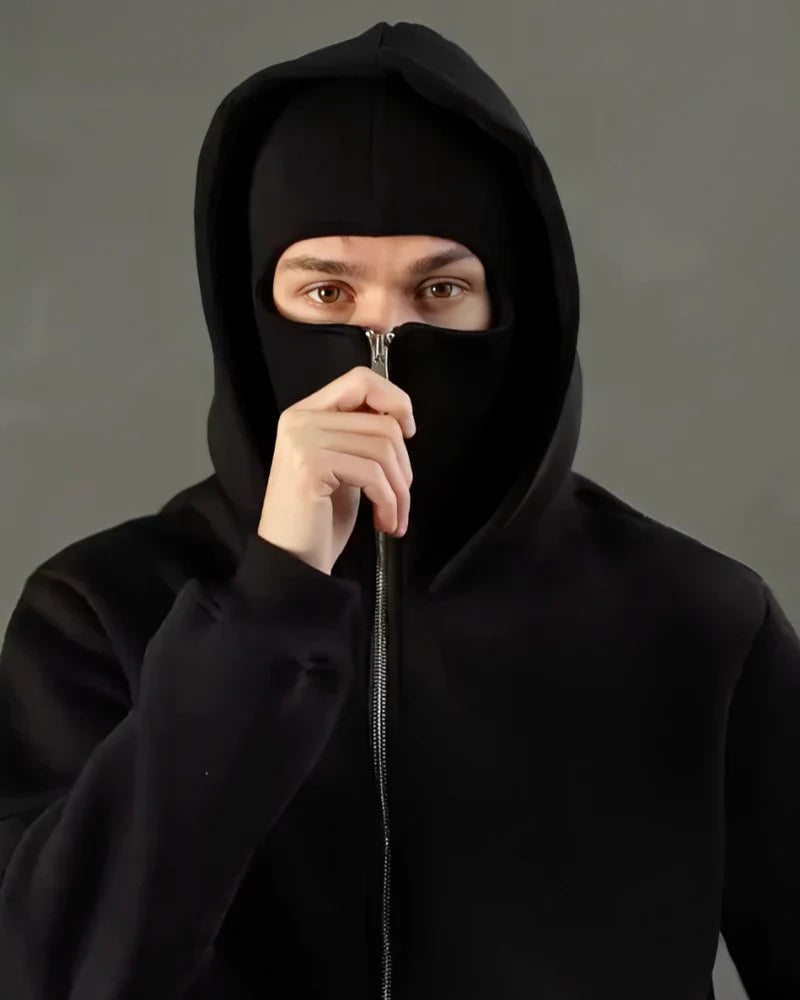 Men's Full Sleeves Zipper Hoodie with Mask