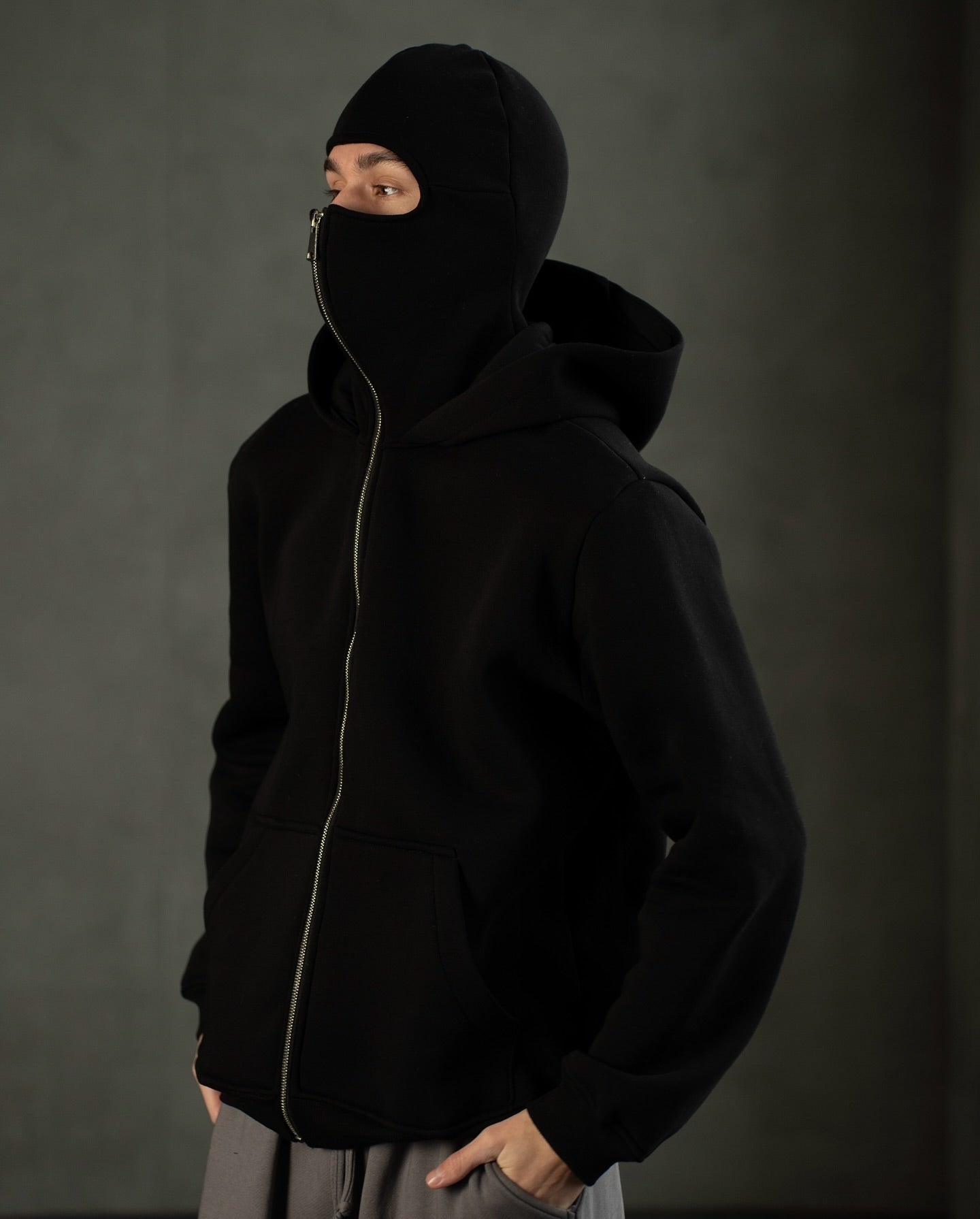 Men's Full Sleeves Zipper Hoodie with Mask