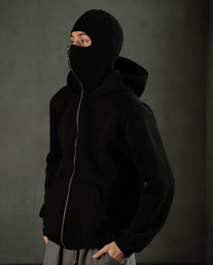 Men's Full Sleeves Zipper Hoodie with Mask