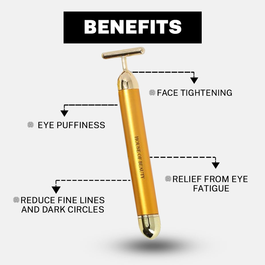 Gold Energy Beauty Bar Electric Vibration Facial Massager Roller