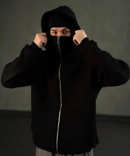 Men's Full Sleeves Zipper Hoodie with Mask