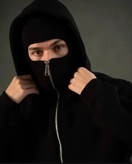 Men's Full Sleeves Zipper Hoodie with Mask